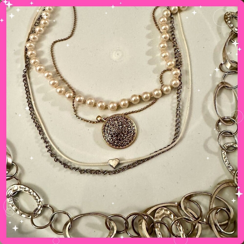 ⚜️ Jewelry Lot | Y2K Mixed Metals Pearls Chains Rhinestones | Make offer! 🩷